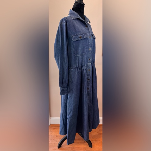 Bedford‎ fair all cotton ladies maxi denim dress size 12 modest 1990s pockets - Picture 11 of 16